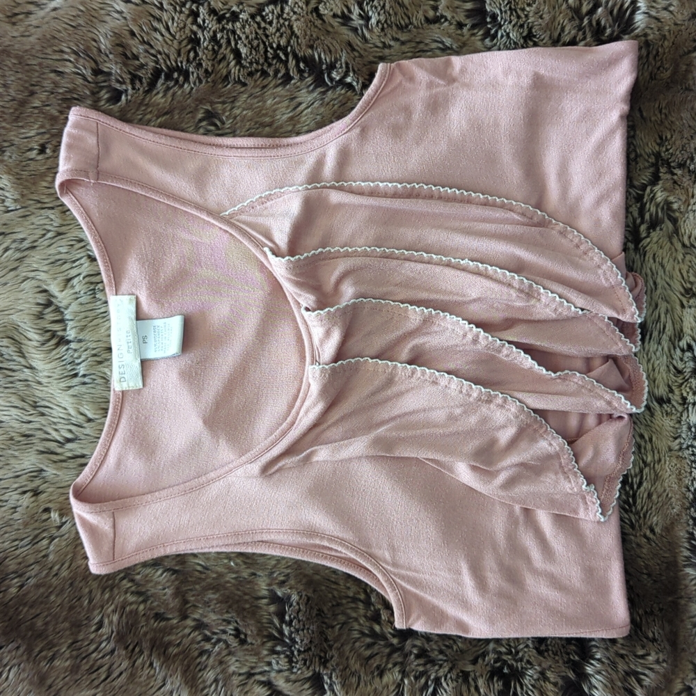Pink Tank Top with White Trim Design